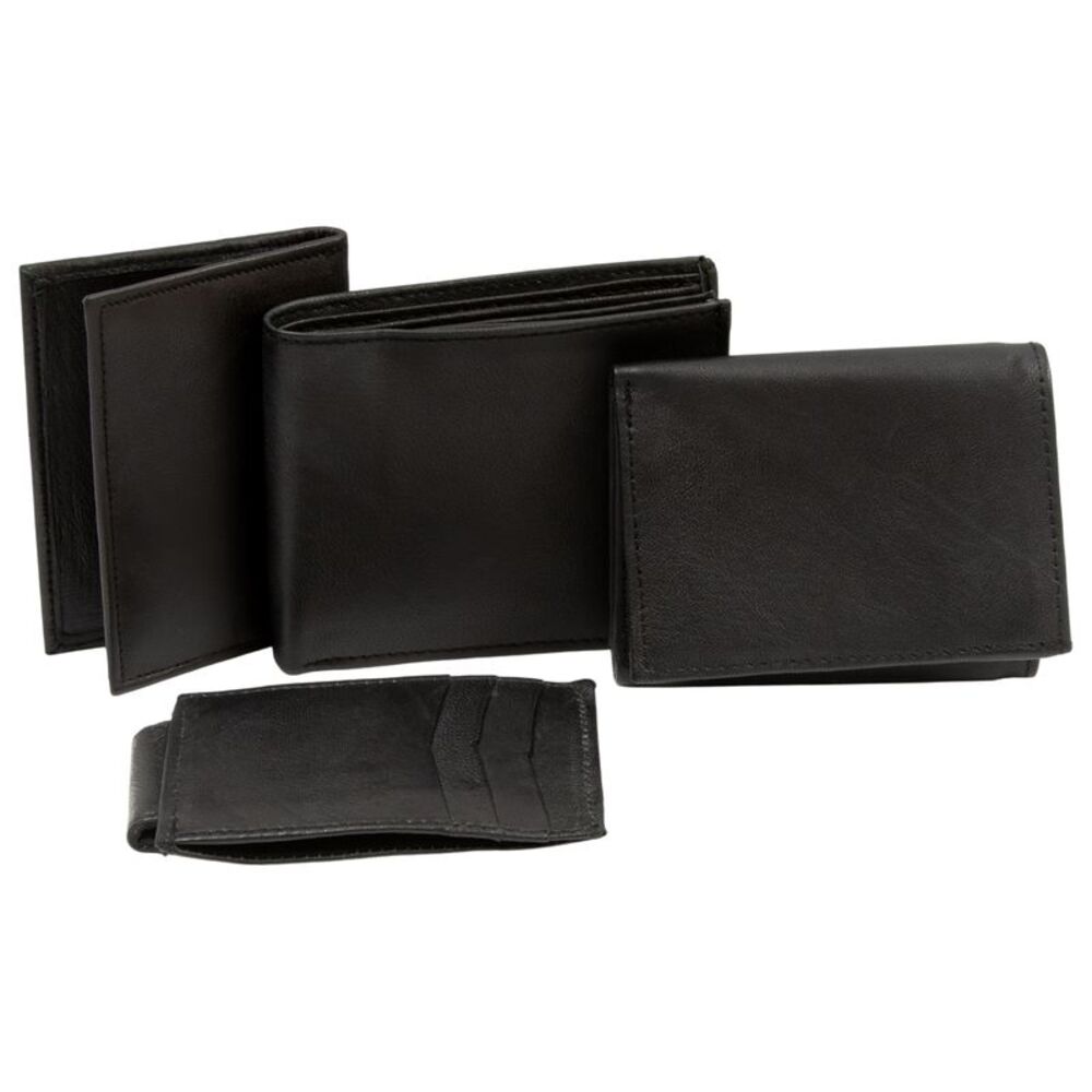 Gold Coast Men's Genuine Black Leather Wallet Collection in 4 Designs